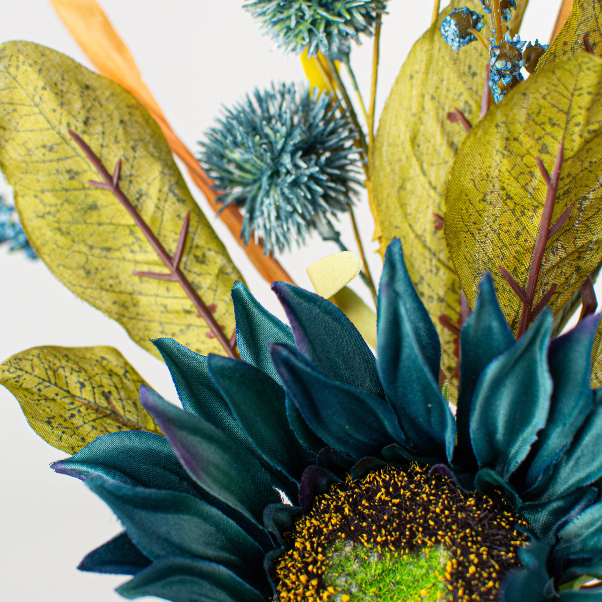 16" Sunflower Pom Pom Pick: Blue Lifestyle Photo