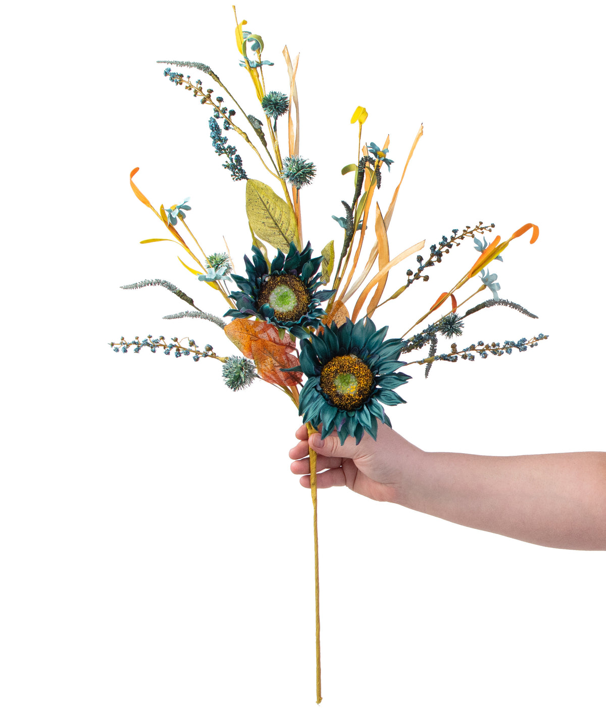 28" Sunflower Pom Pom Spray: Blue detail photo 3