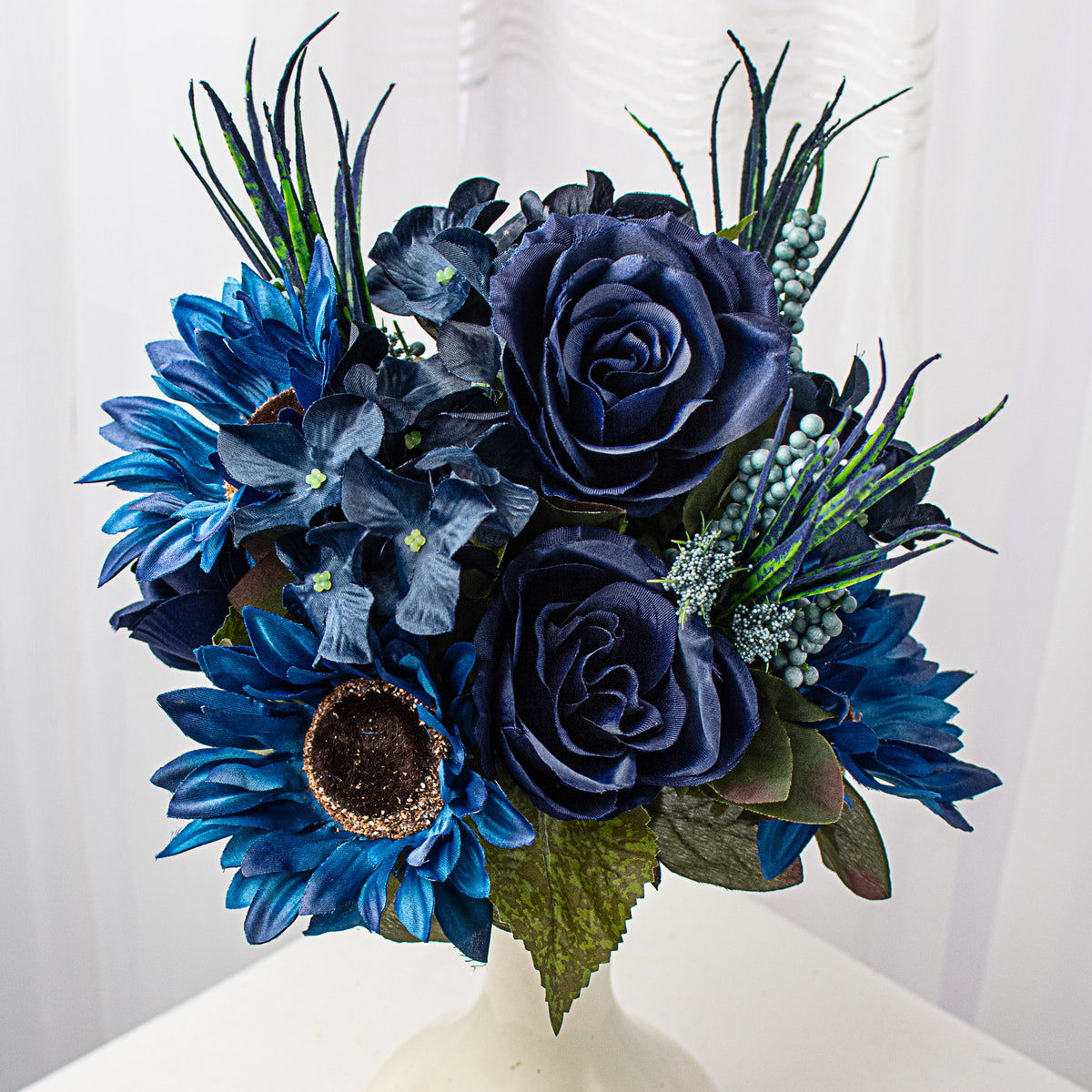 21" Sunflower Rose Hydrangea Bush: Blue Item Number: 56869BL