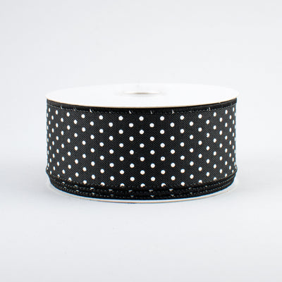1.5" Swiss Dots Ribbon: Black & White (10 Yards)