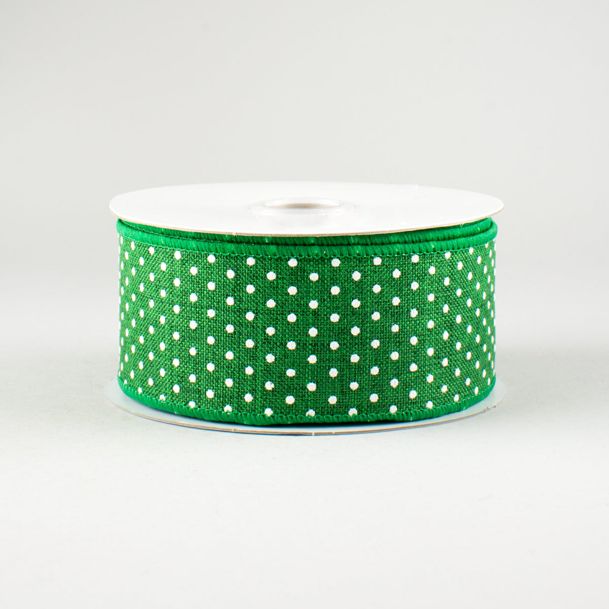 1.5" Swiss Dots Ribbon: Emerald Green & White (10 Yards)