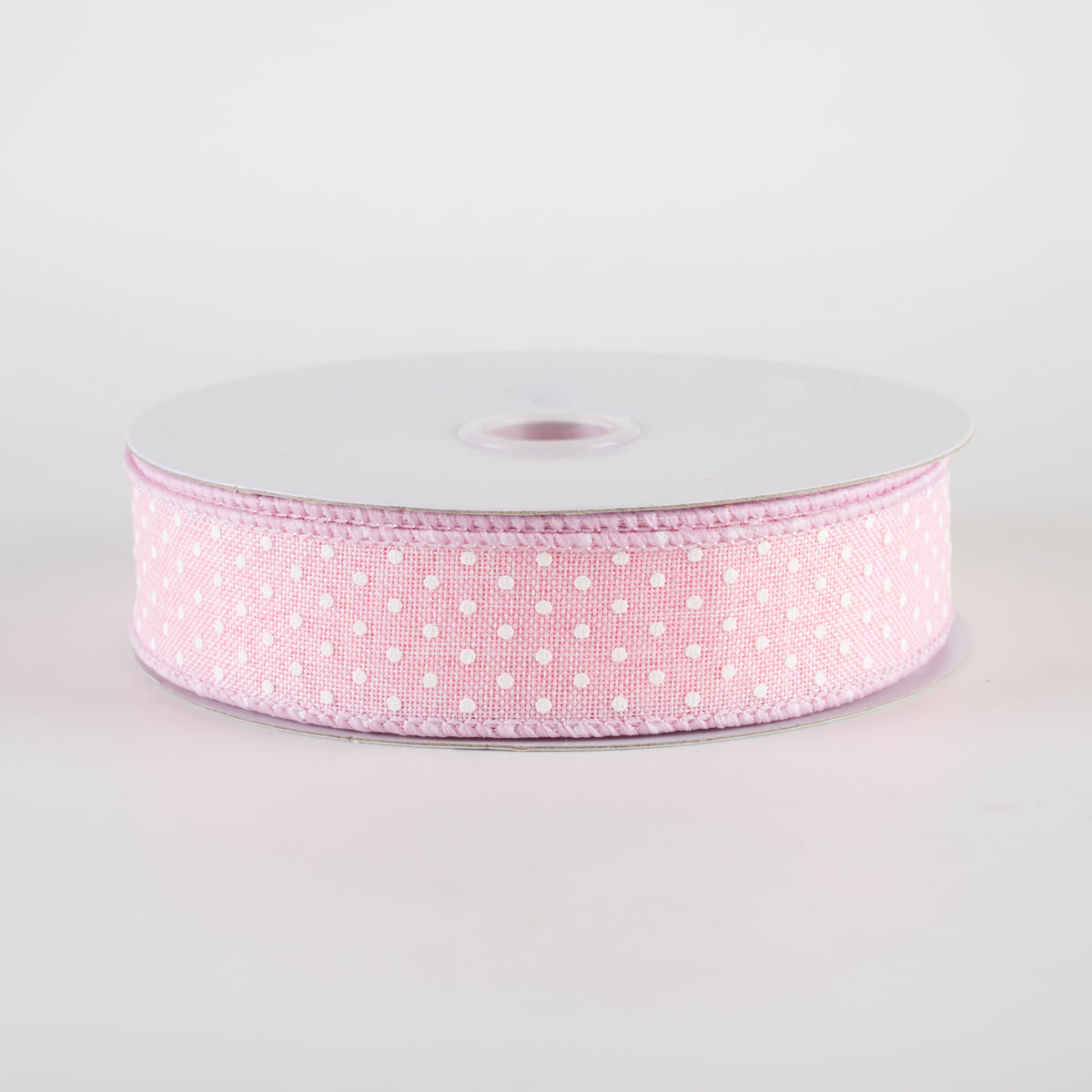 7/8" Swiss Dots Ribbon: Light Pink & White (10 Yards)