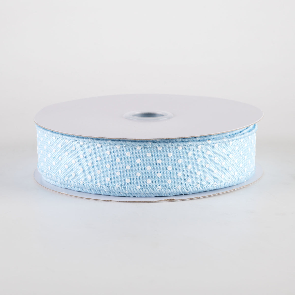 7/8" Swiss Dots Ribbon: Pale Blue & White (10 Yards)
