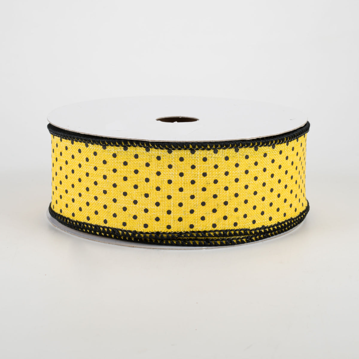 1.5" Swiss Dots Ribbon: Sun Yellow & Black (10 Yards)
