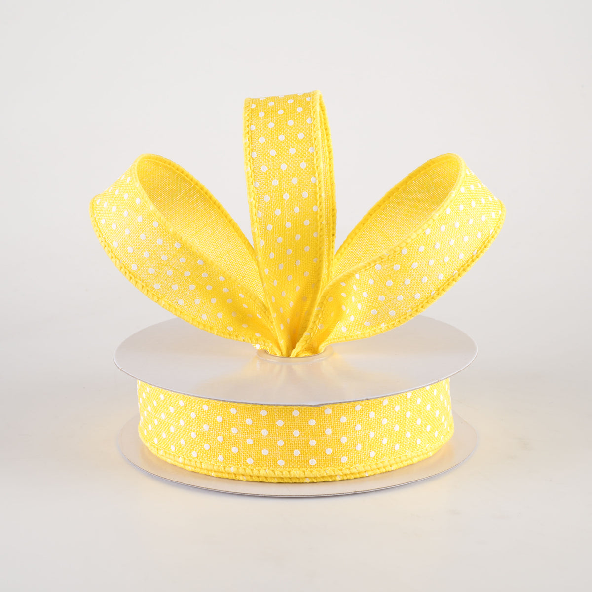 7/8" Swiss Dots Ribbon: Yellow & White (10 Yards) Lifestyle Photo