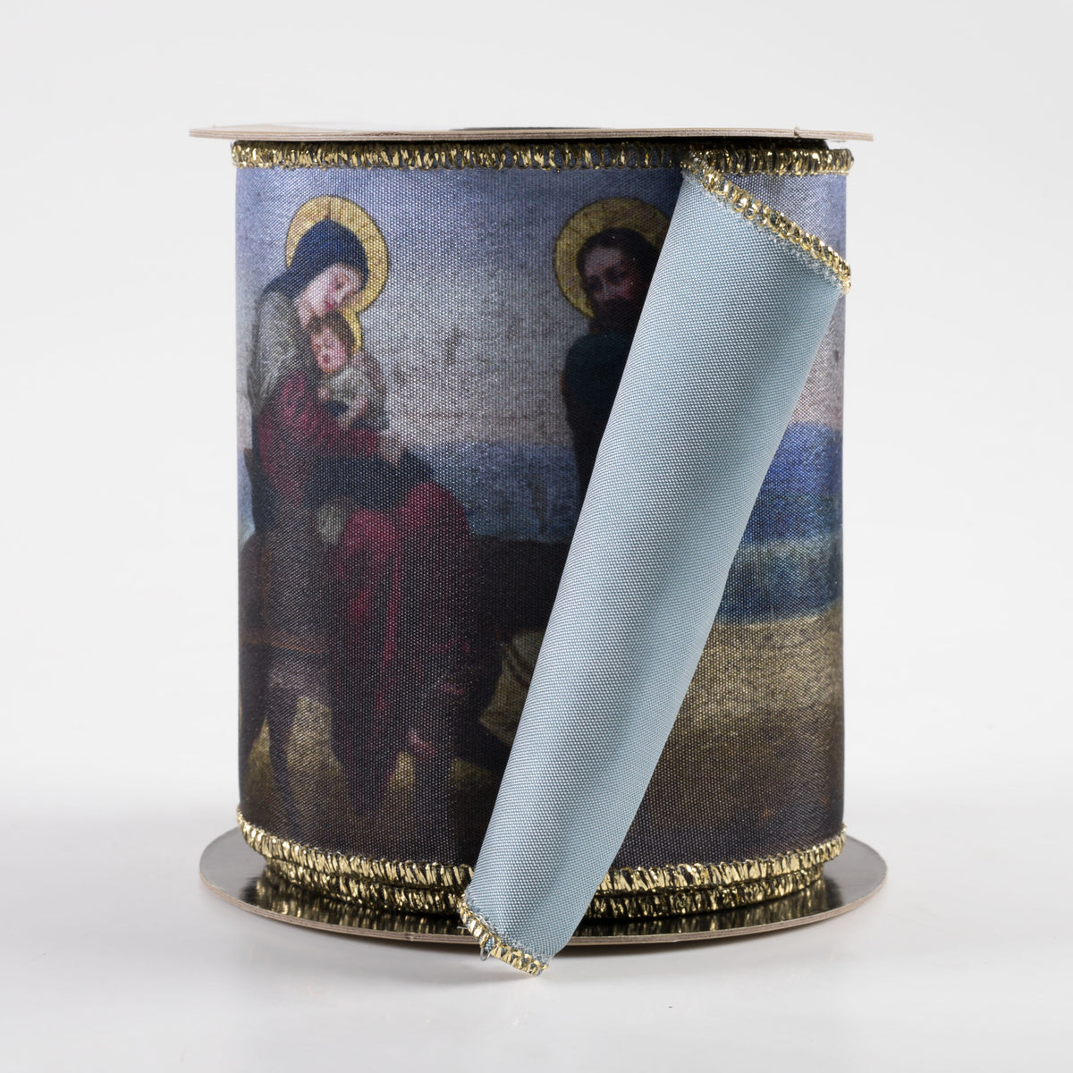 [D Stevens] 4" Taffeta Holy Family Gold Edge Ribbon (10 Yards) Item Number: 09-4456