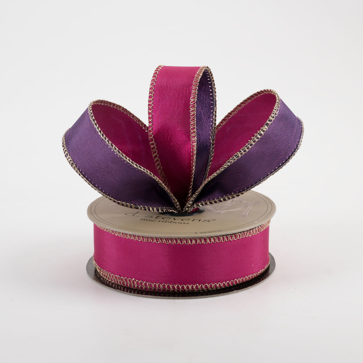 [D Stevens] 1" Taffeta Double Sided Ribbon: Hot Pink & Purple (10 Yards) Lifestyle Photo
