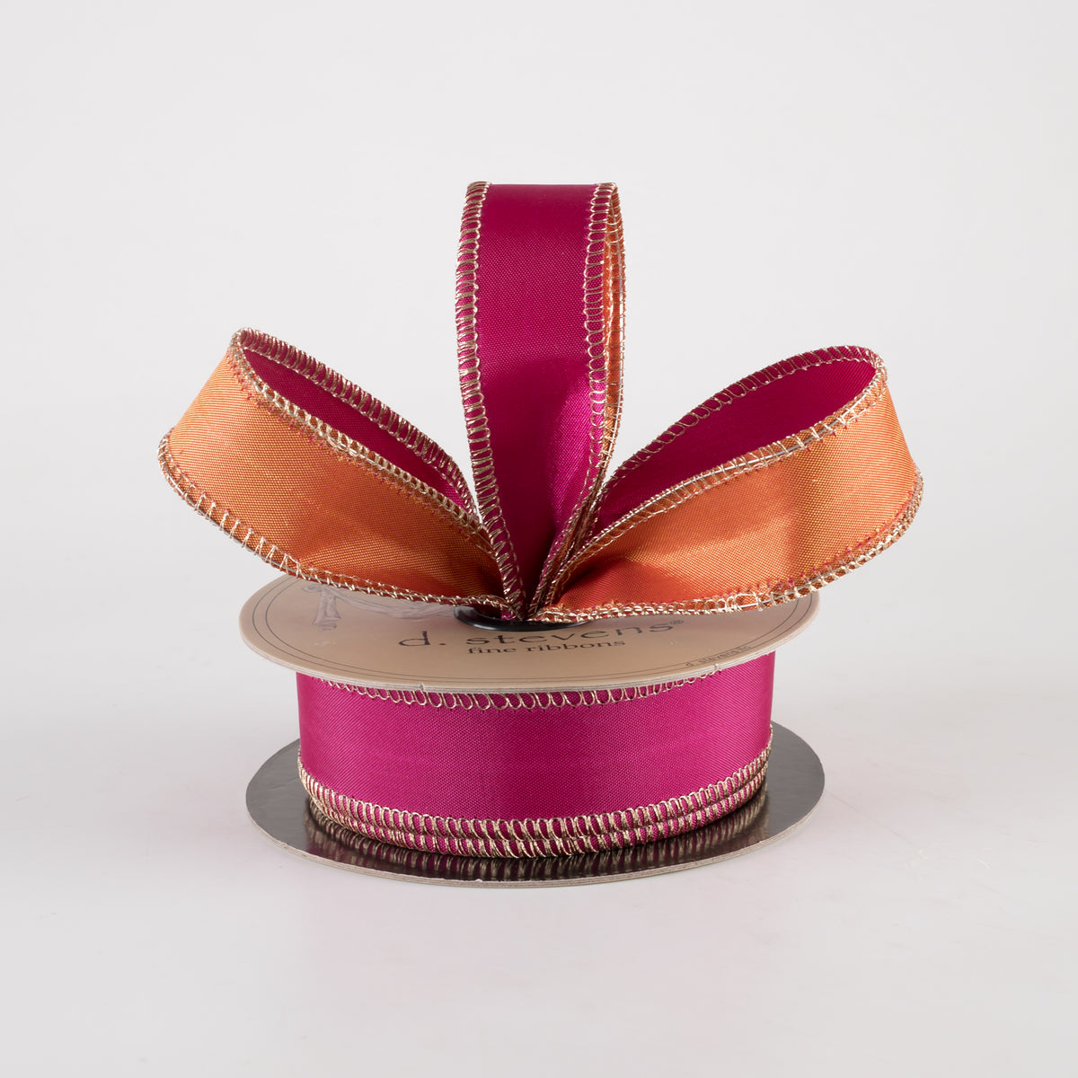 [D Stevens] 1" Taffeta Double Sided Ribbon: Orange & Hot Pink (10 Yards) Lifestyle Photo