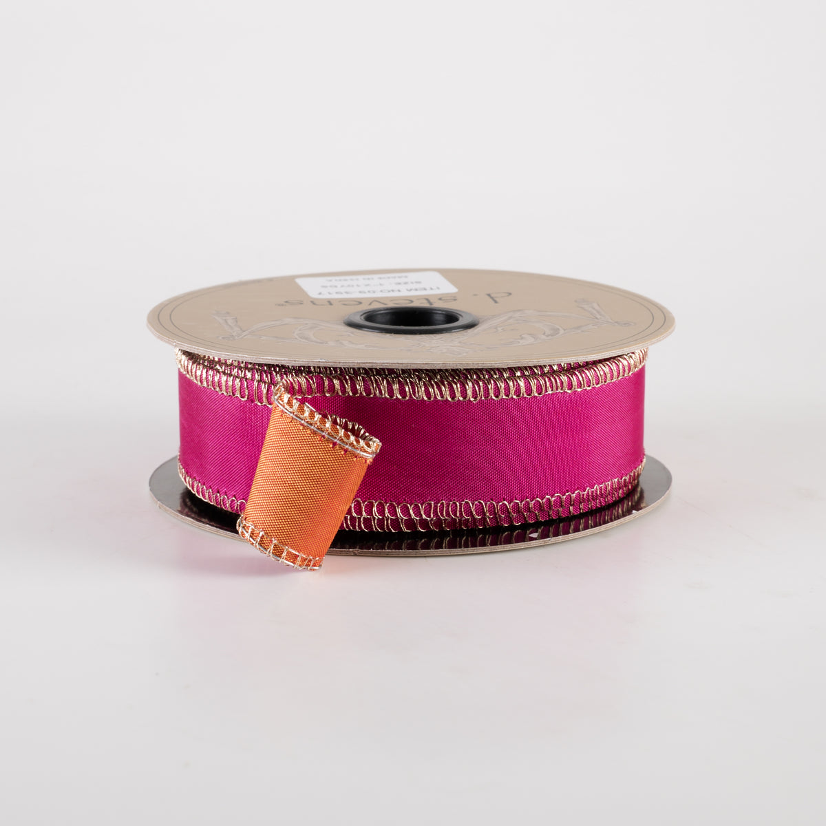 [D Stevens] 1" Taffeta Double Sided Ribbon: Orange & Hot Pink (10 Yards)