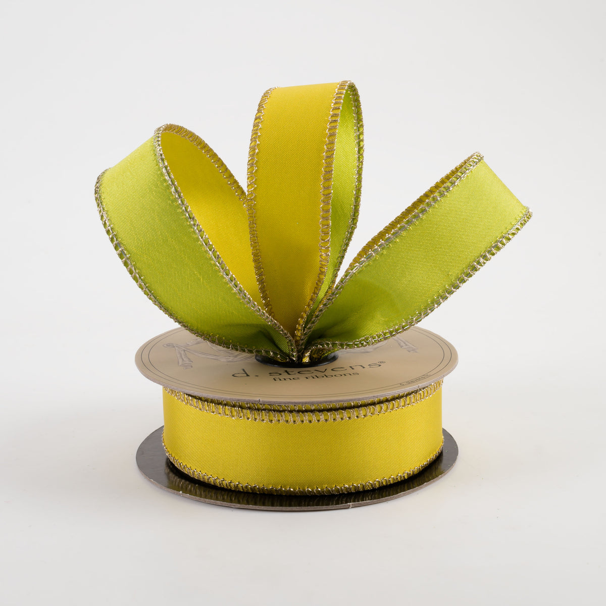 [D Stevens] 1" Taffeta Double Sided Ribbon: Yellow & Apple Green (10 Yards) Lifestyle Photo