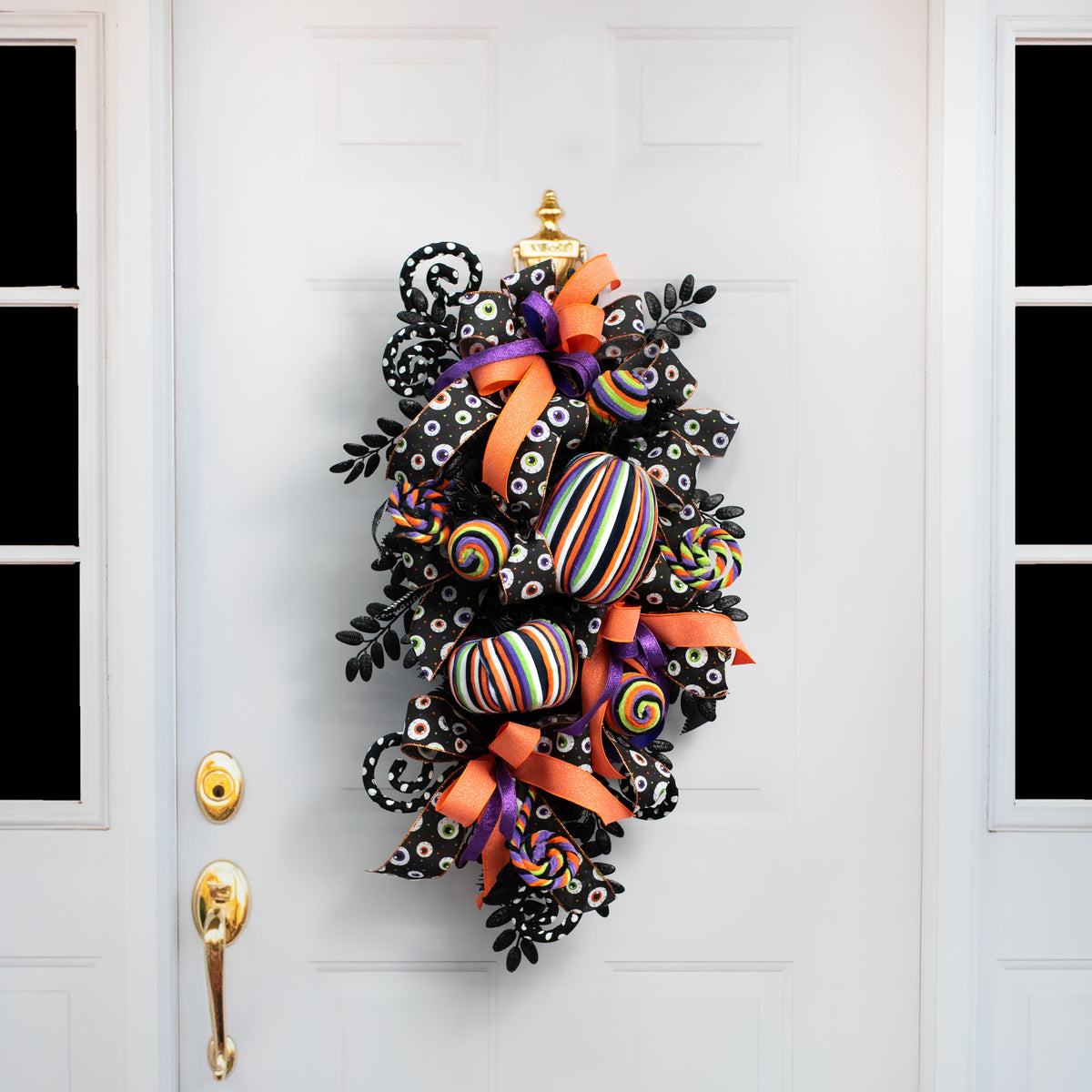 8" Tall Fabric Stripe Halloween Pumpkin Decor detail photo 4
