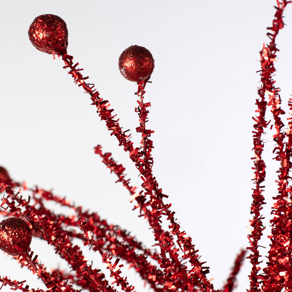 24" Tinsel Pine & Glitter Ball Ornament Spray: Red Lifestyle Photo