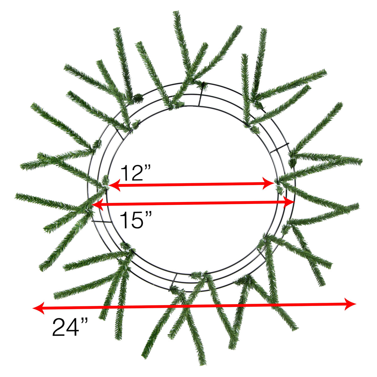 15-24" Tinsel Work Wreath Form: Two-Tone Green Lifestyle Photo