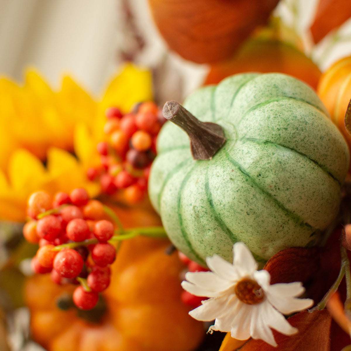 1.75" to 3.75" Assorted Artificial Pumpkins: Sage Fall (12) Lifestyle Photo