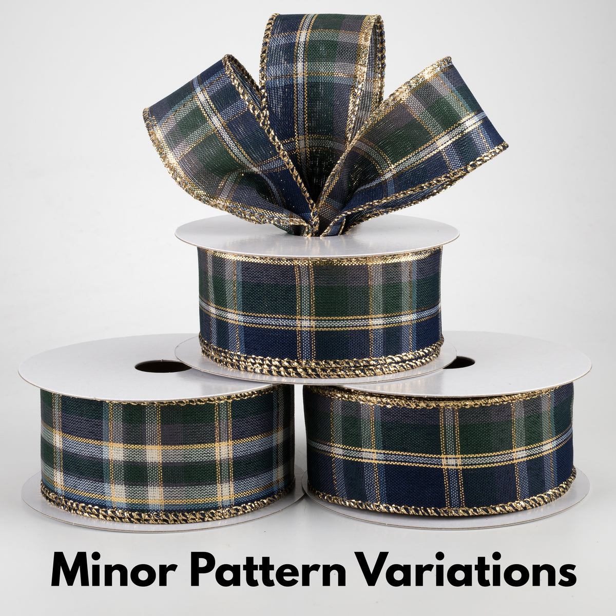 1.5" Tom Plaid Ribbon: Navy, Emerald & Gold (10 Yards) Lifestyle Photo