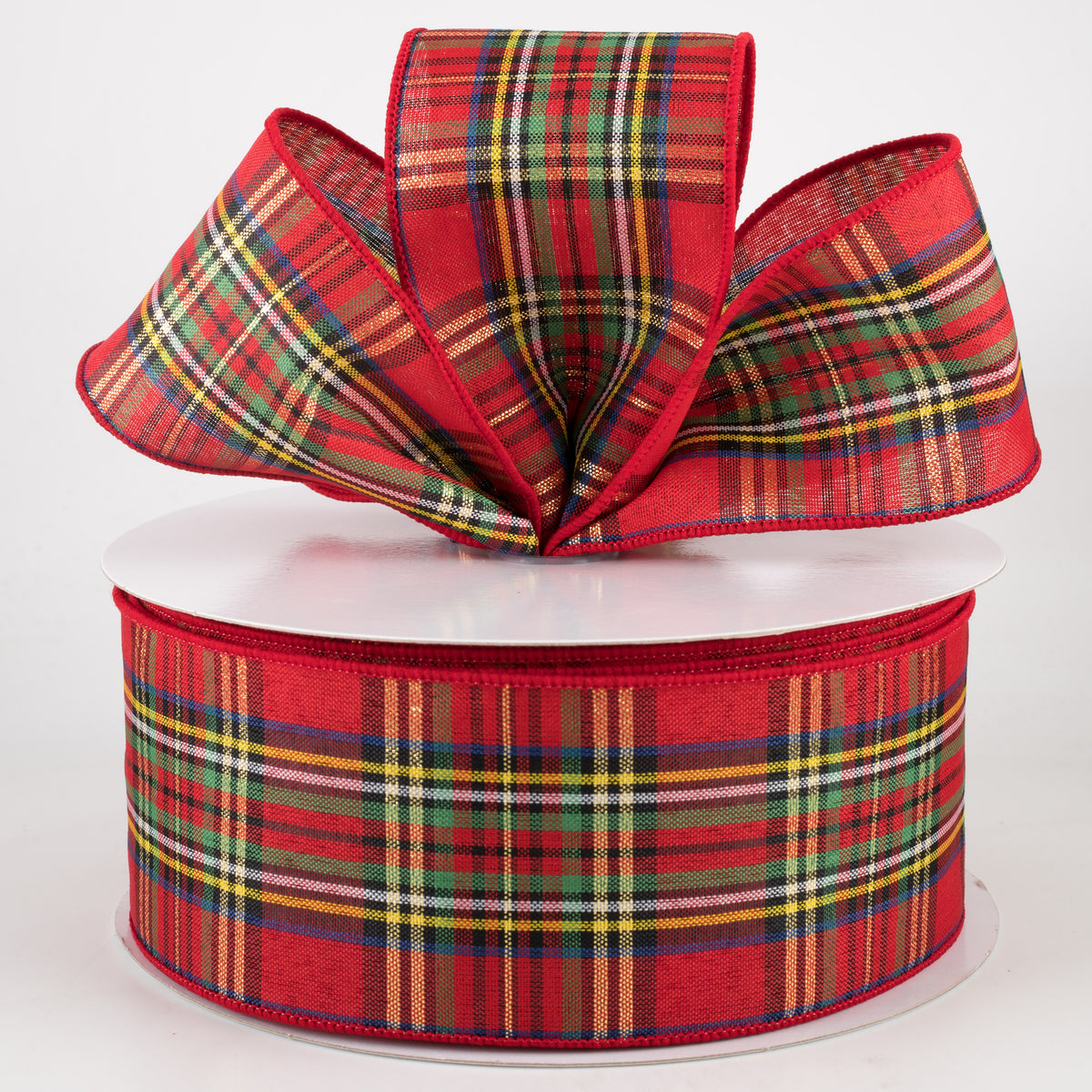 2.5" Traditional Red Tartan Plaid Ribbon (50 Yards) Lifestyle Photo