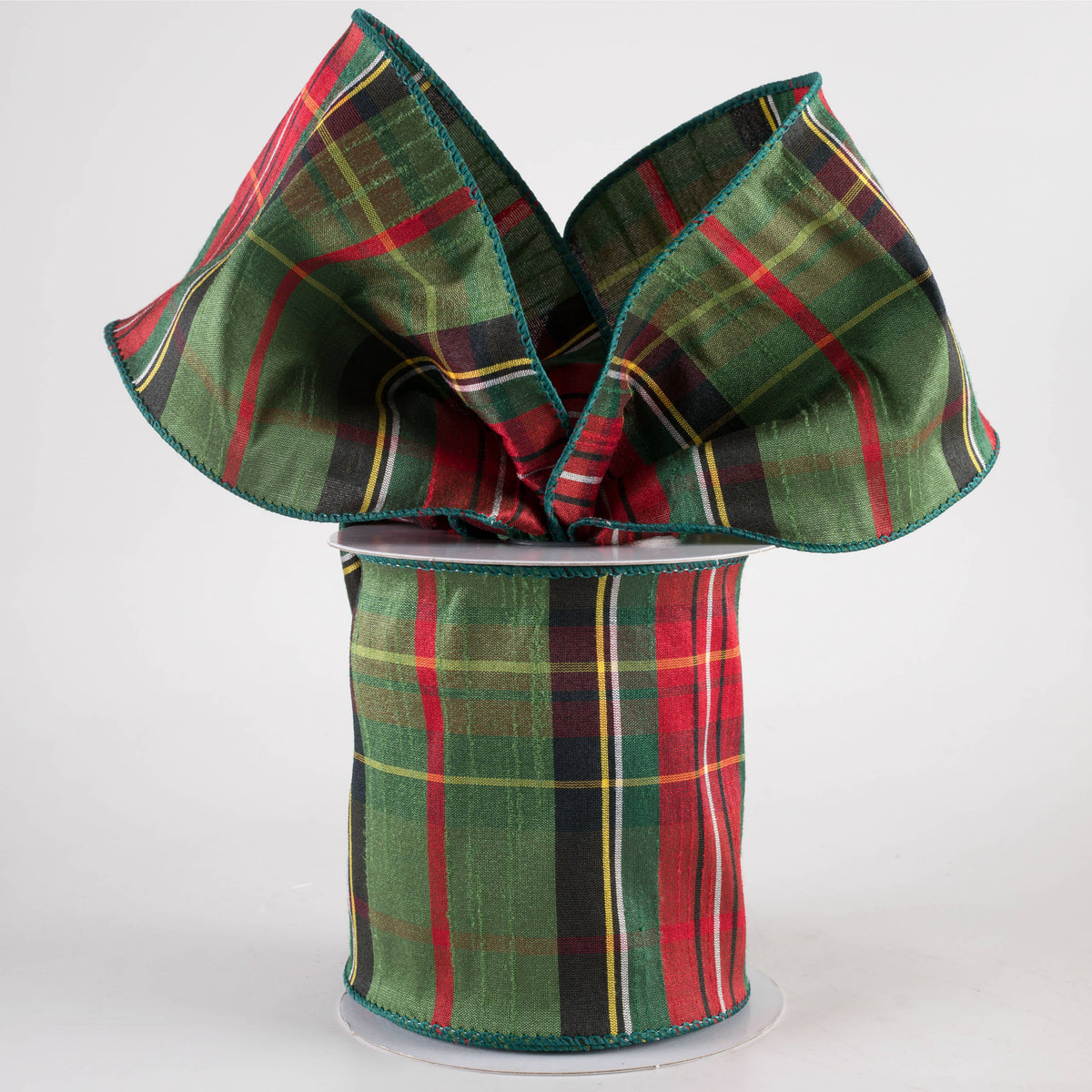 4" Traditional Tartan Plaid Ribbon: Emerald, Red, Black (10 Yards) Lifestyle Photo