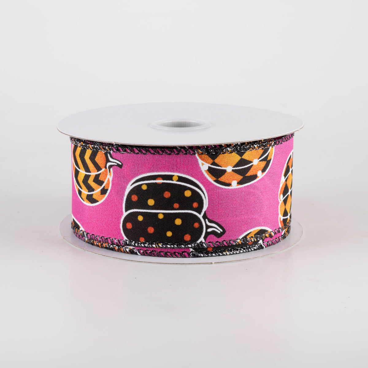 1.5" Trendy Pumpkins Ribbon: Fuchsia, Orange & Black (10 Yards) Item Number: 51403-09-28