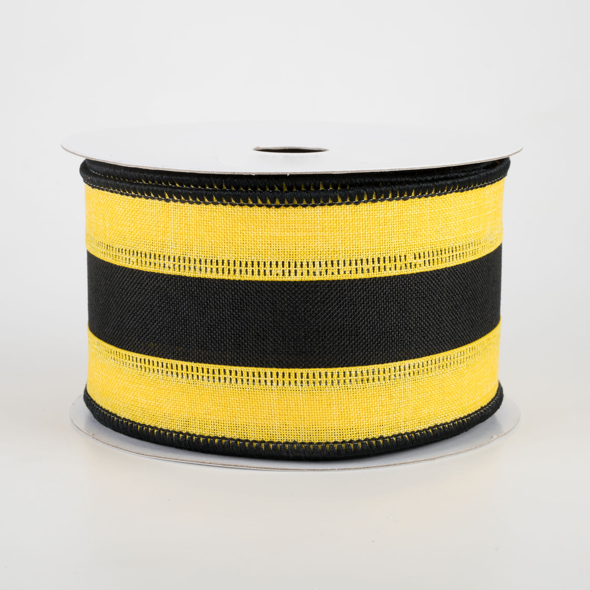 2.5" Tricolor Striped Ribbon: Sun Yellow & Black (10 Yards)