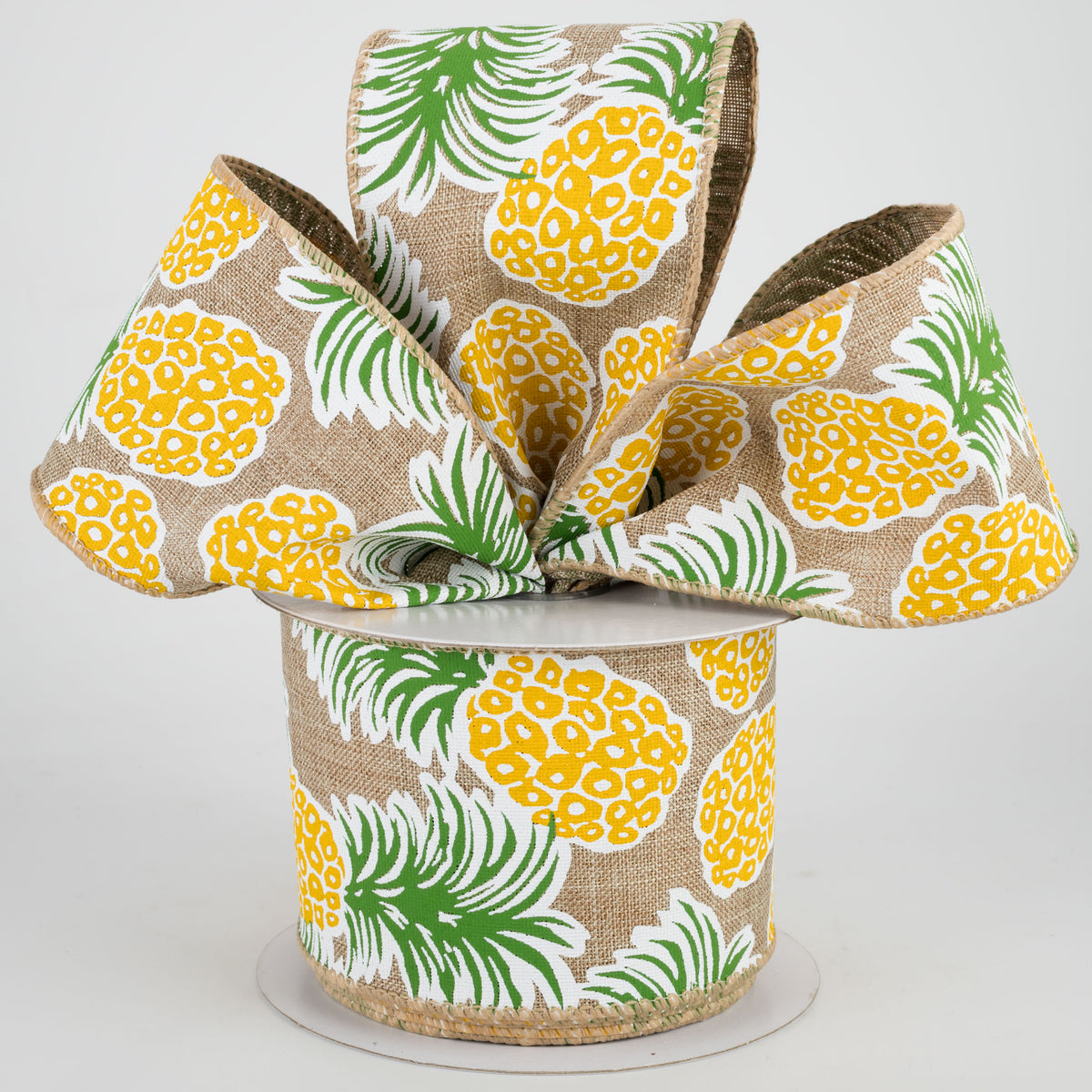 2.5" Tropical Pineapples Ribbon: Natural (10 Yards) Lifestyle Photo