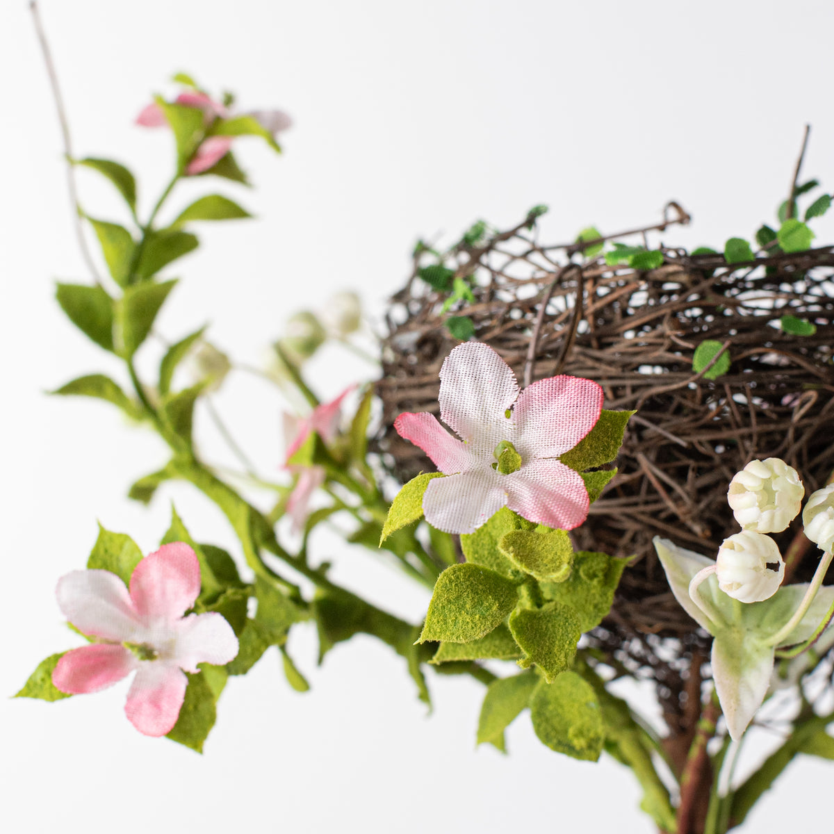 10" Twig Nest with Flowers Pick: Pink Lifestyle Photo