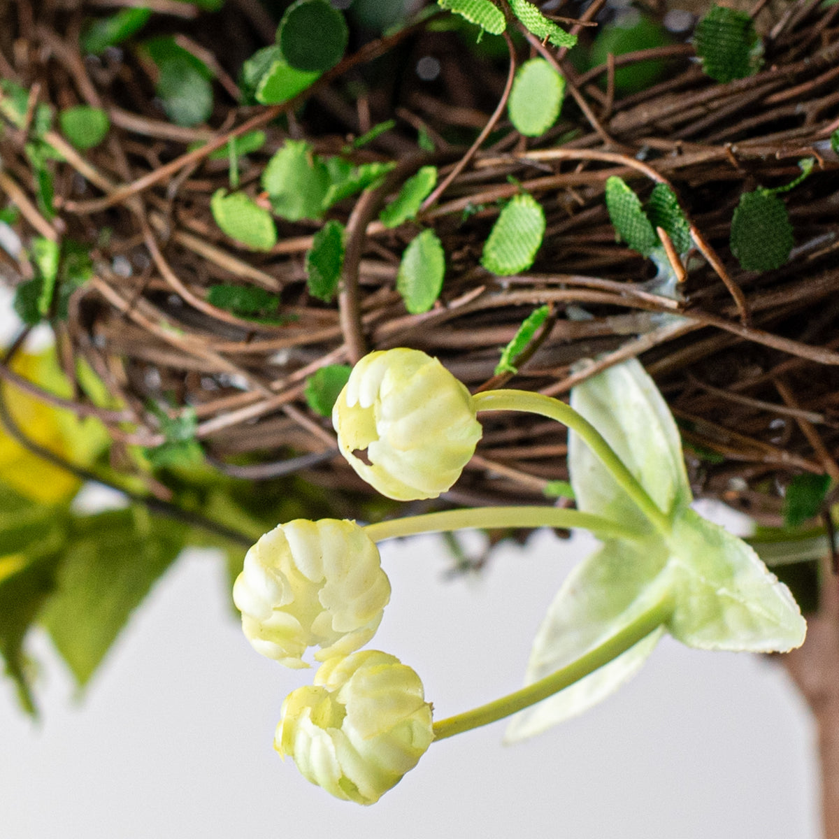 10" Twig Nest with Flowers Pick: Yellow detail photo 4