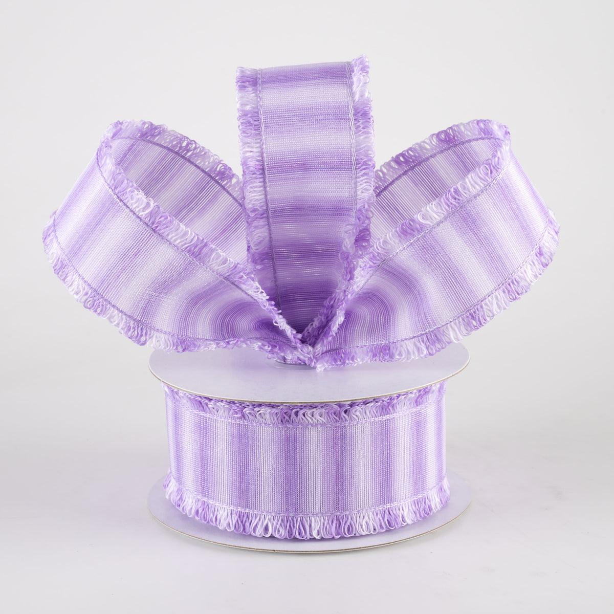 1.5" Two-Tone Fuzzy Edge Ribbon: Lavender (10 Yards) Lifestyle Photo