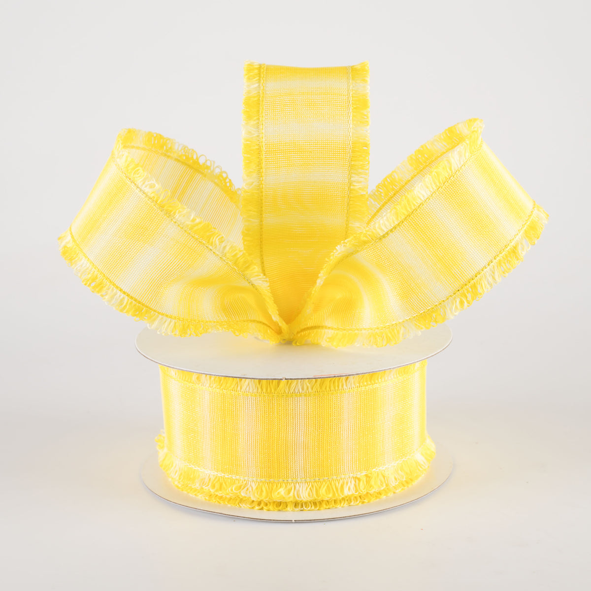 1.5" Two-Tone Fuzzy Edge Ribbon: Yellow (10 Yards) Lifestyle Photo