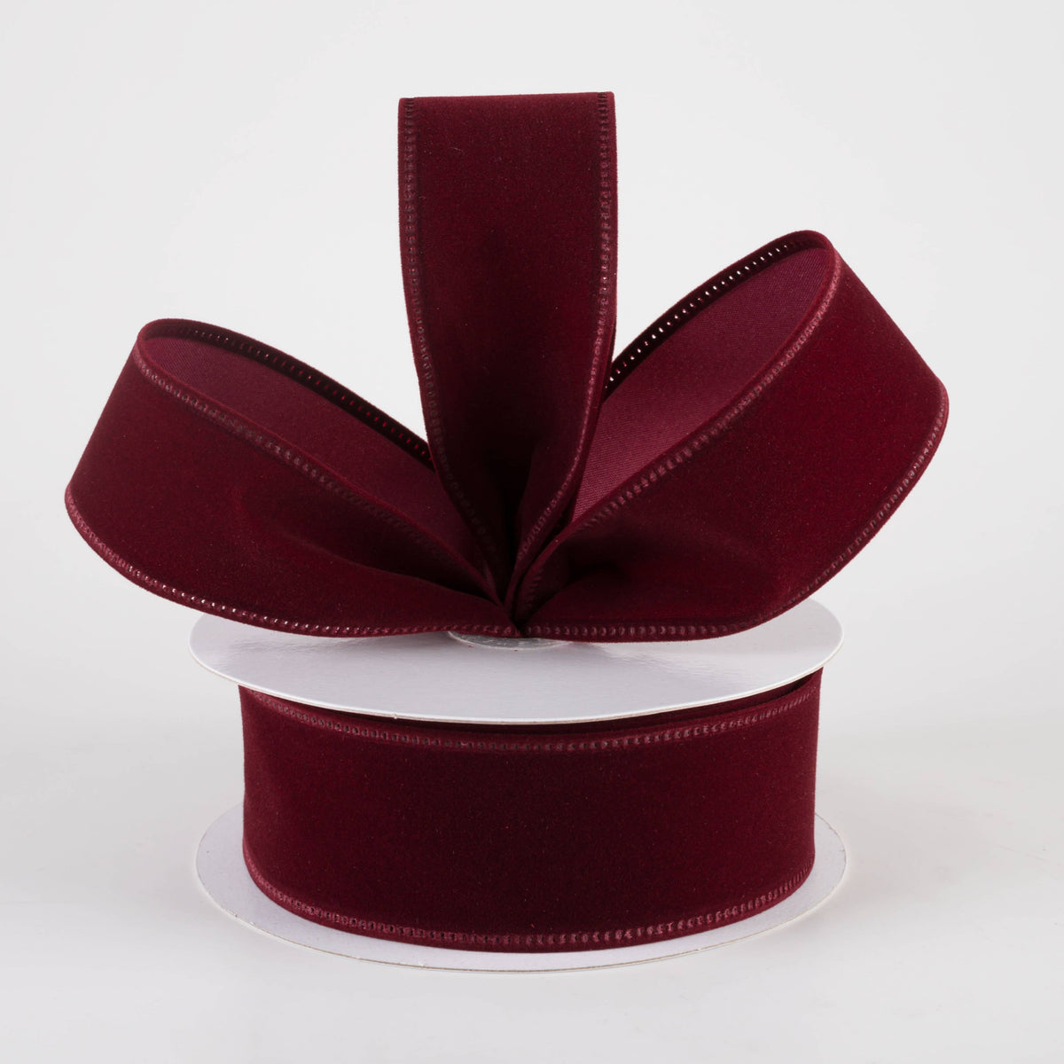 1.5" Value Velvet Ribbon: Burgundy Red (10 Yards) Lifestyle Photo