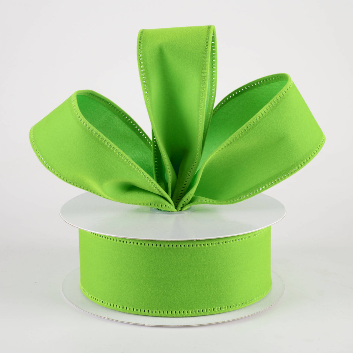 1.5" Value Velvet Ribbon: Lime Green (10 Yards) Lifestyle Photo