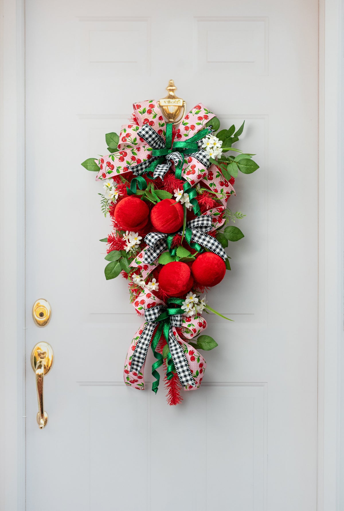 8" Velvet Cherries Decoration detail photo 4
