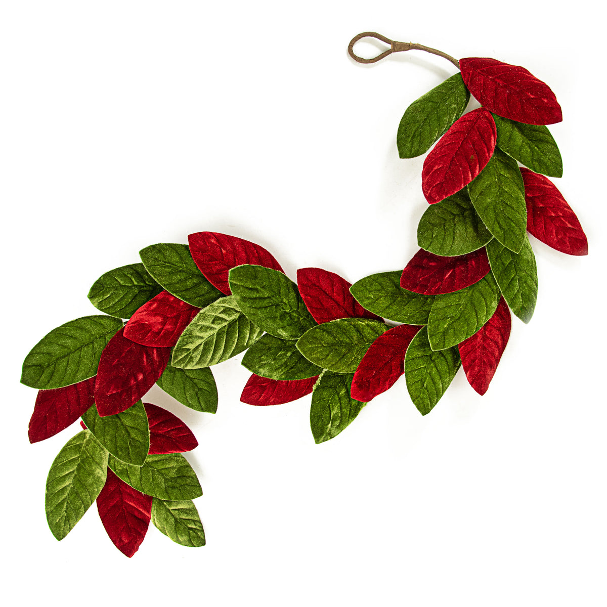 4' Velvet Magnolia Leaves Garland: Red & Olive Item Number: ISB73601