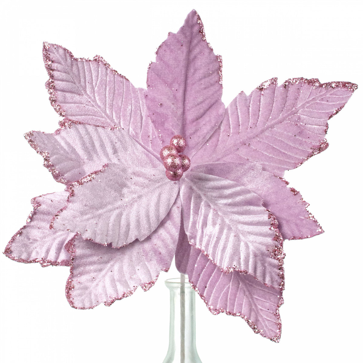 14" x 16" Velvet Poinsettia Stem: Lavender Pink Item Number: XS401113