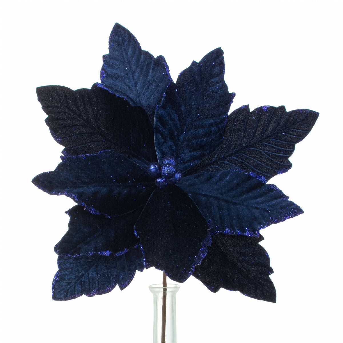 14" x 16" Velvet Poinsettia Stem: Navy Blue Item Number: XS401119