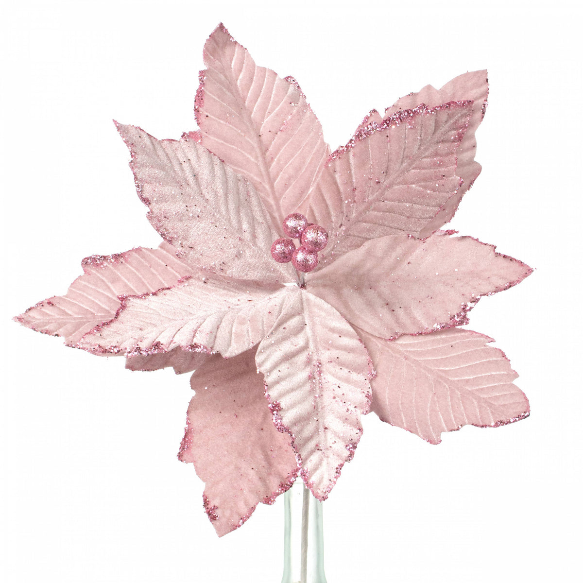 14" x 16" Velvet Poinsettia Stem: Pale Pink Item Number: XS401115
