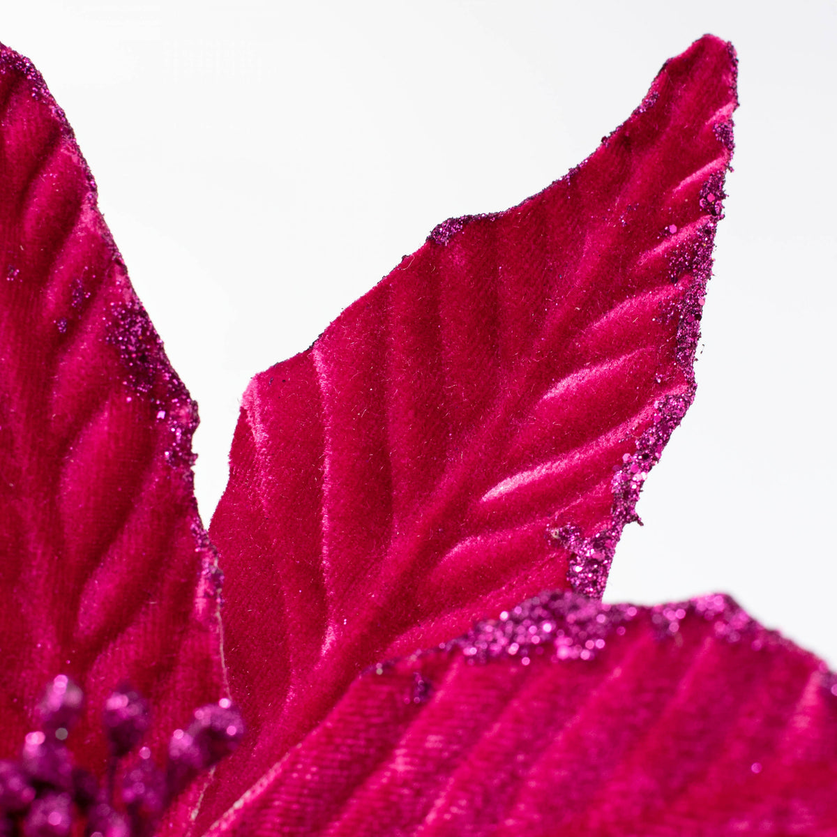 12" x 15" Velvet Poinsettia Pick: Fuchsia Pink Lifestyle Photo