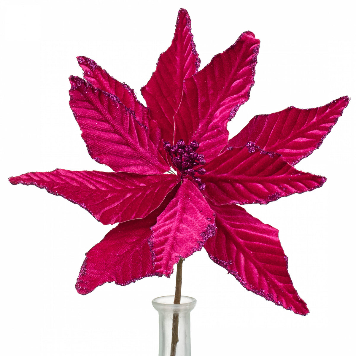 12" x 15" Velvet Poinsettia Pick: Fuchsia Pink Item Number: 85517BT
