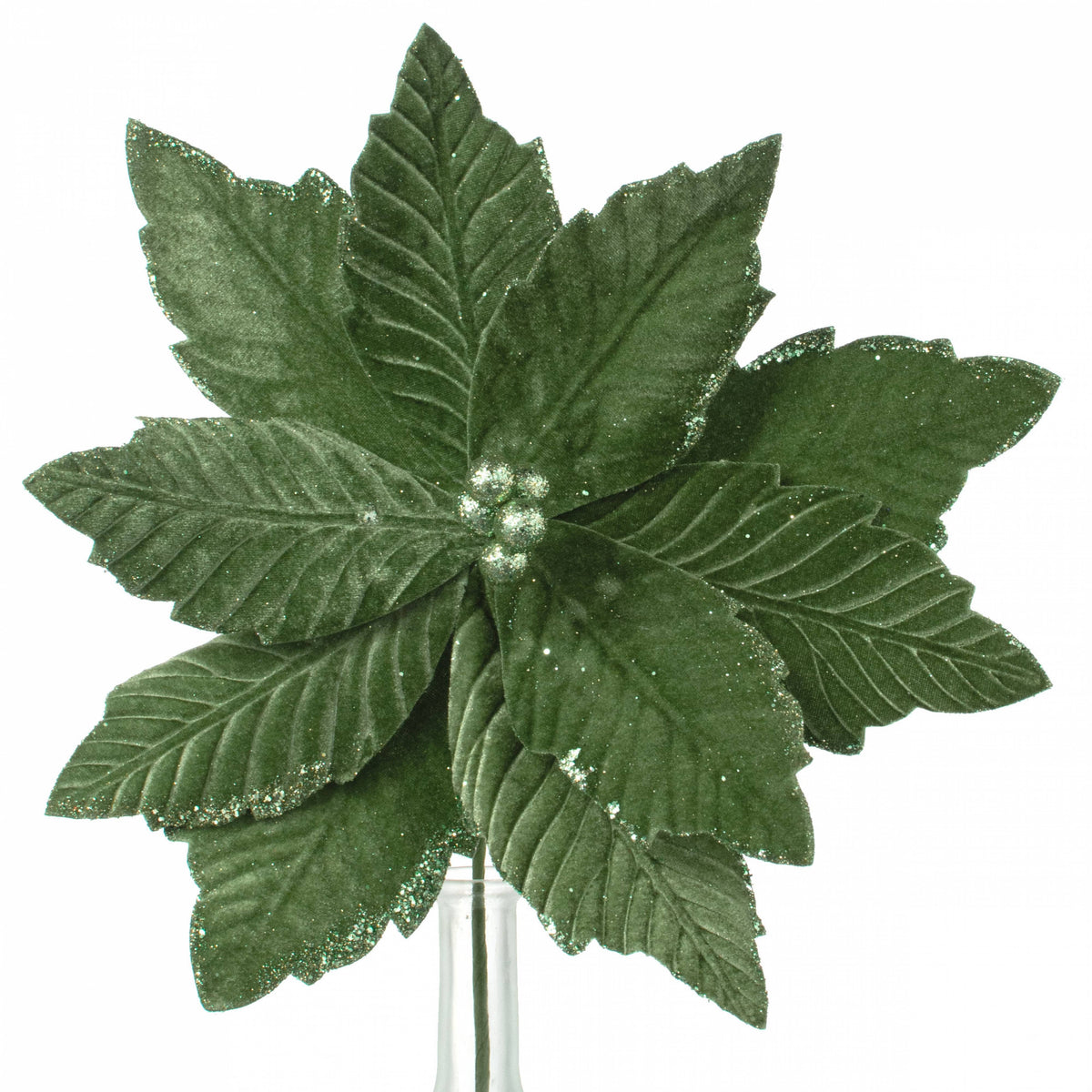14" x 16" Velvet Poinsettia Stem: Sage Green Item Number: XS401130
