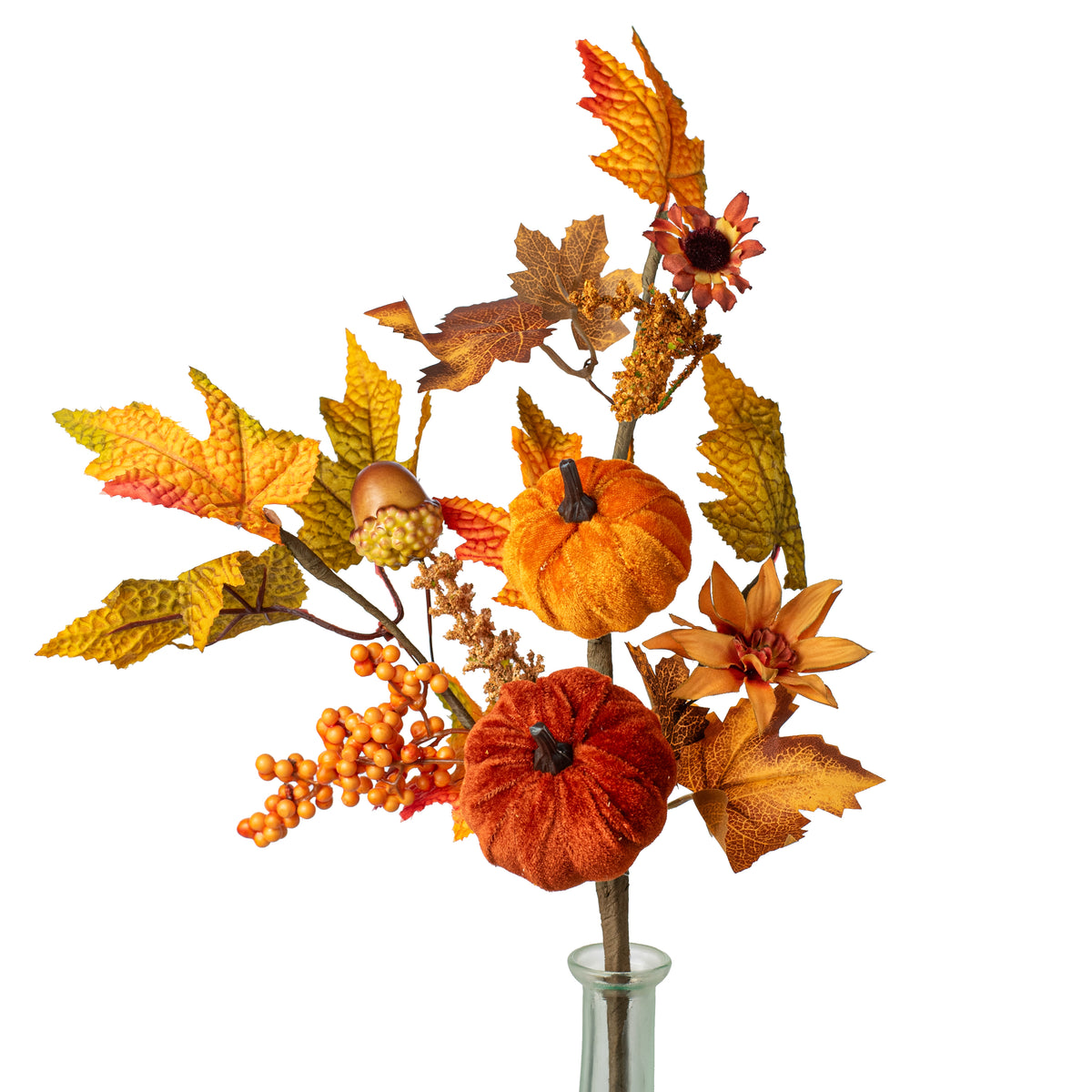 18' Velvet Pumpkin, Fall Leaves & Aster Flower Spray Item Number: 64198
