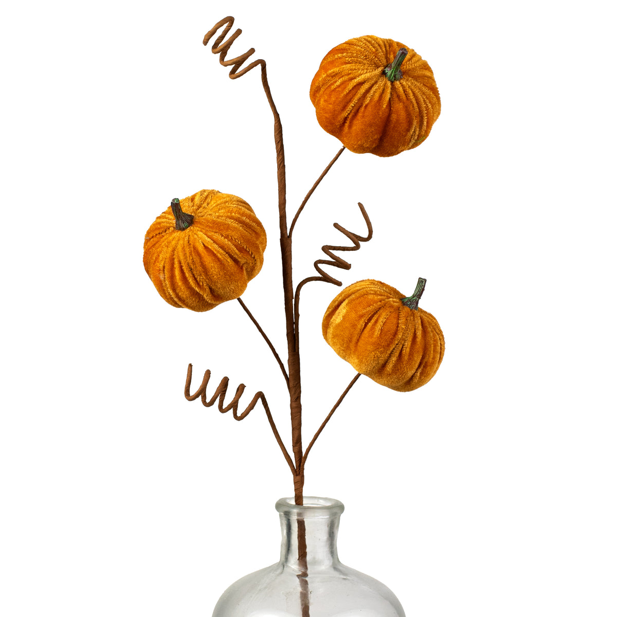 24" Velvet Pumpkins Spray: Harvest Orange Item Number: 57077BN
