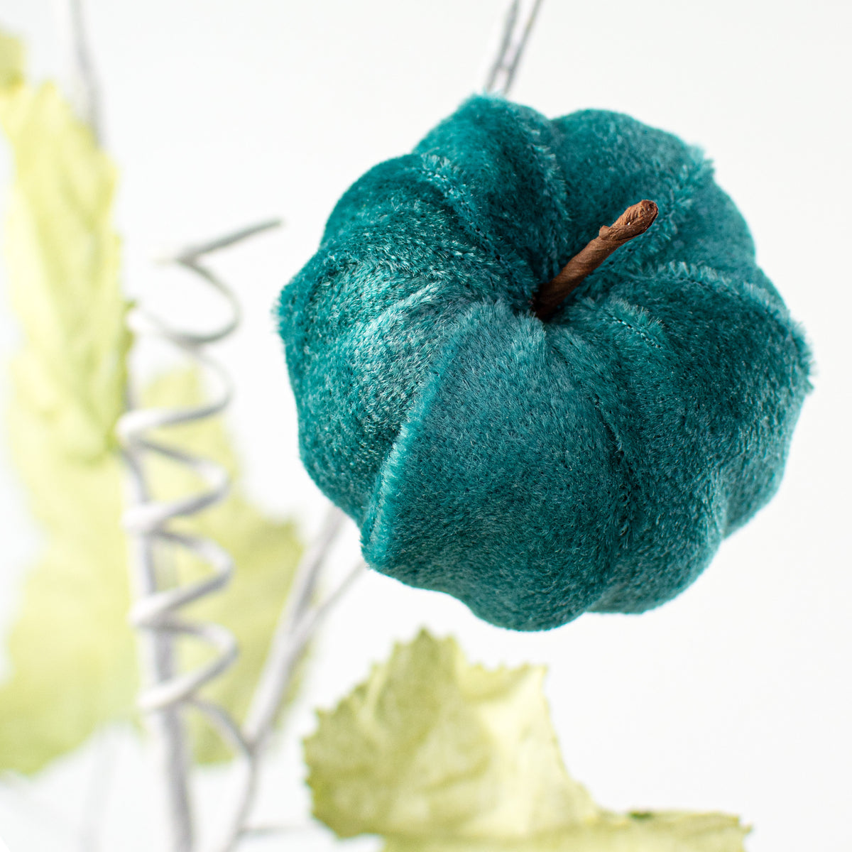 28" Velvet Pumpkins Spray: Teal Lifestyle Photo