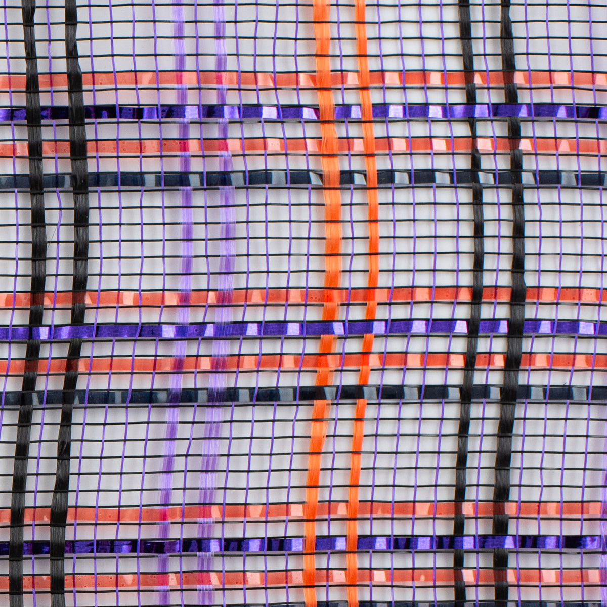 10" Vertical Foil Plaid Mesh: Black, Orange, Purple detail photo 3