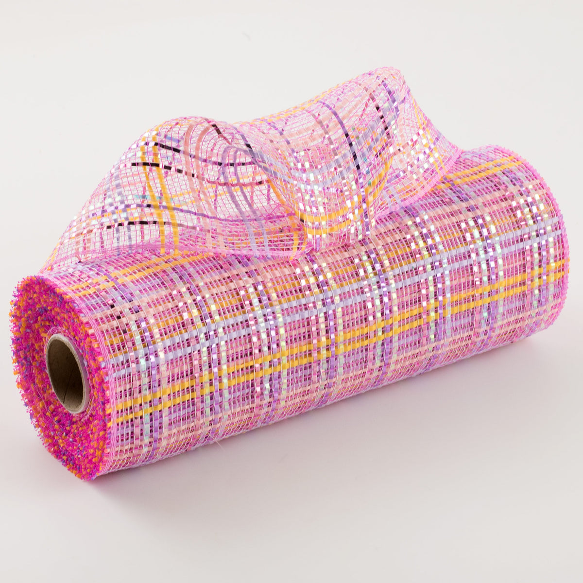 10" Vertical Foil Plaid Mesh: Pink, Yellow, Lavender, Iridescent Item Number: RE1368XK