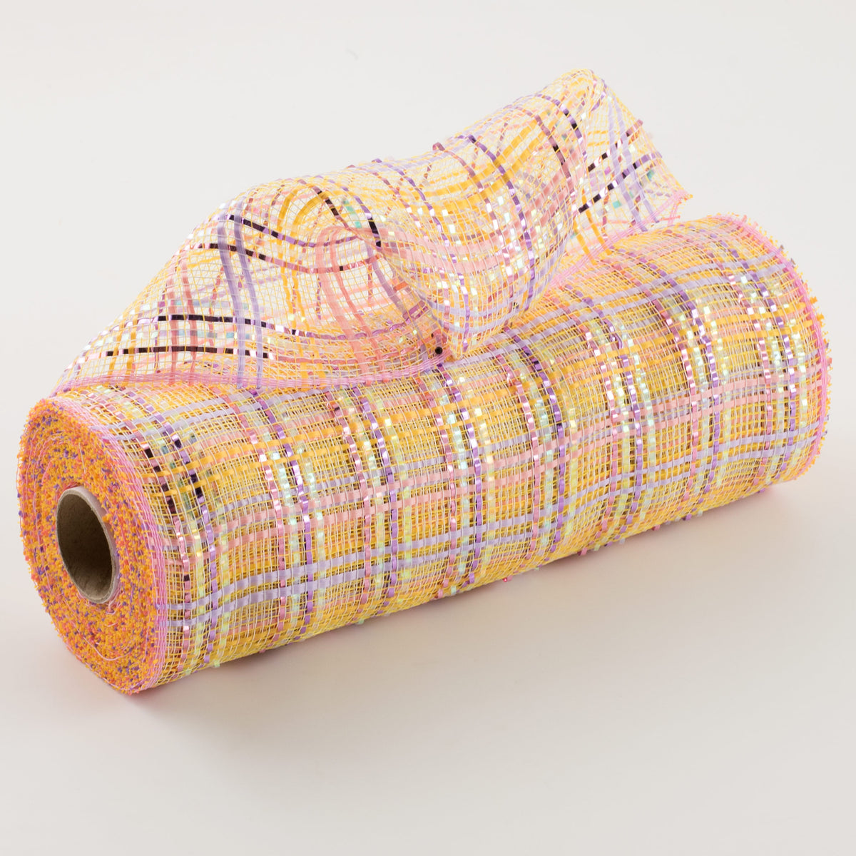 10" Vertical Foil Plaid Mesh: Yellow, Pink, Lavender, Iridescent Item Number: RE1368HN