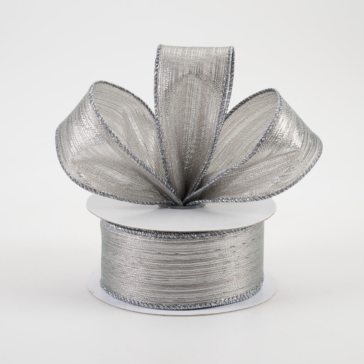 1.5" Vertical Metallic Stripe Ribbon: Pewter (10 Yards) Lifestyle Photo
