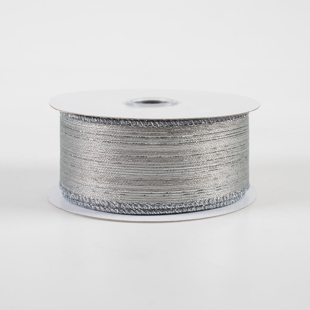 1.5" Vertical Metallic Stripe Ribbon: Pewter (10 Yards)