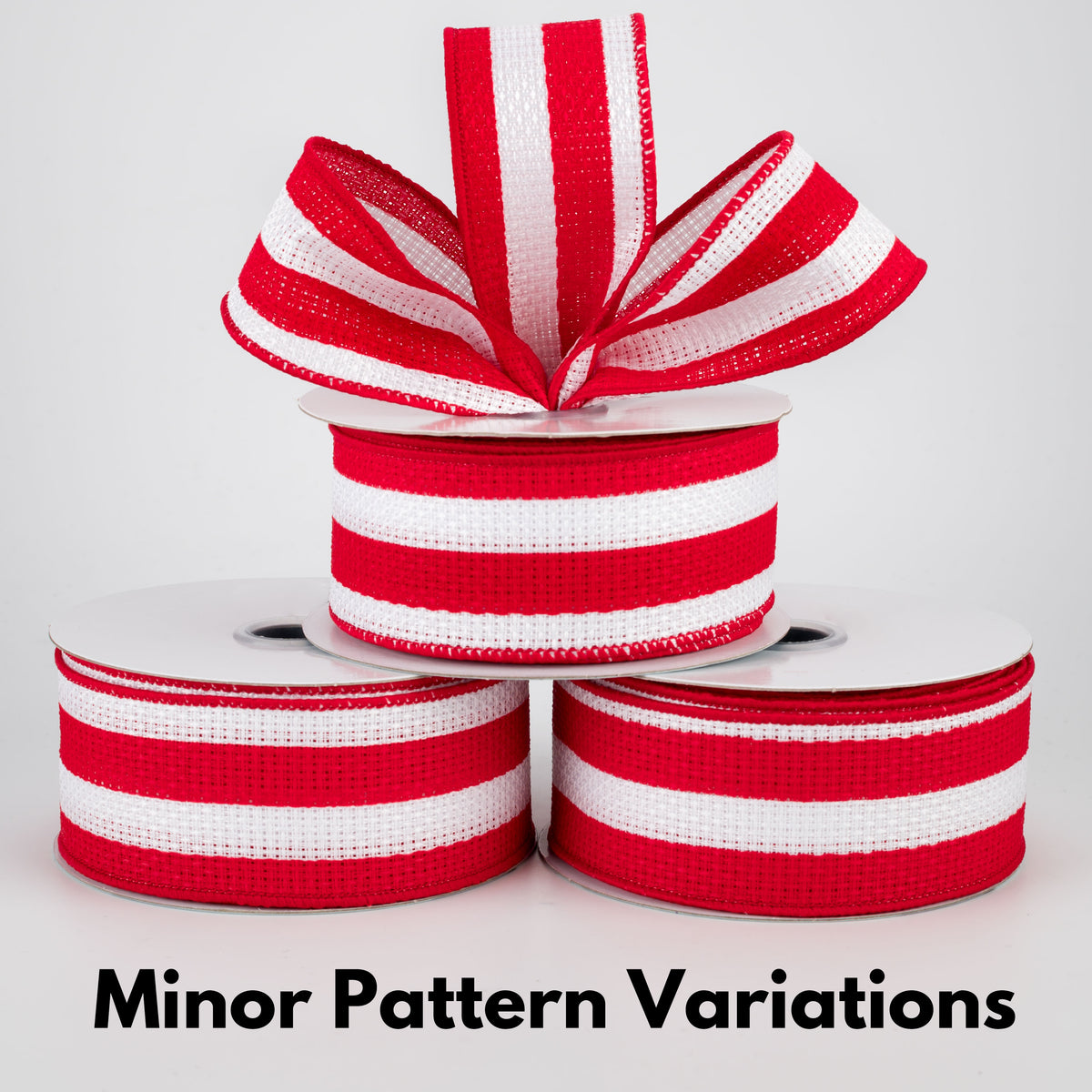 1.5" Vertical Stripe Faux Burlap Ribbon: Red & White (10 Yards) Lifestyle Photo