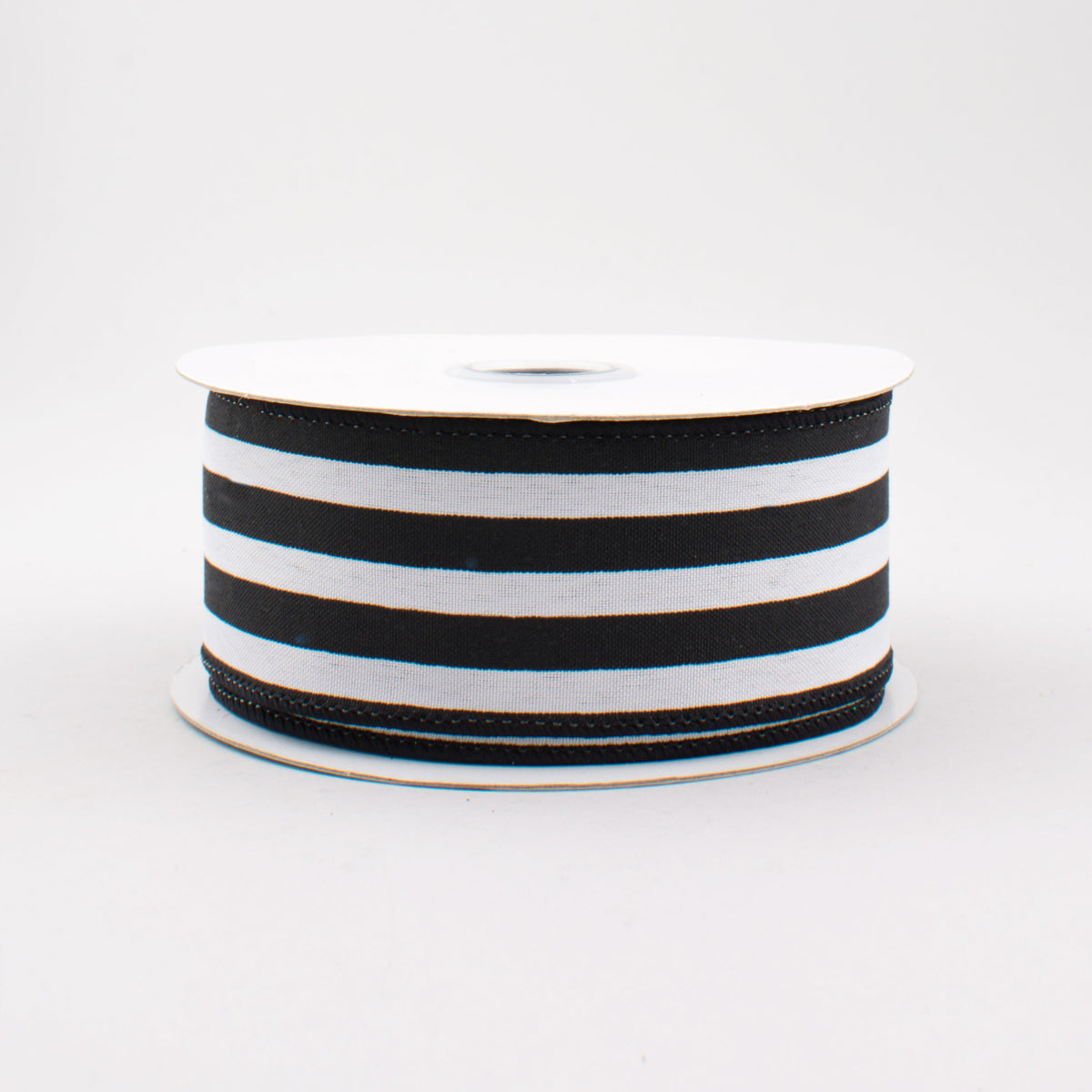 1.5" Vertical Stripe Ribbon: Black & White (10 Yards)