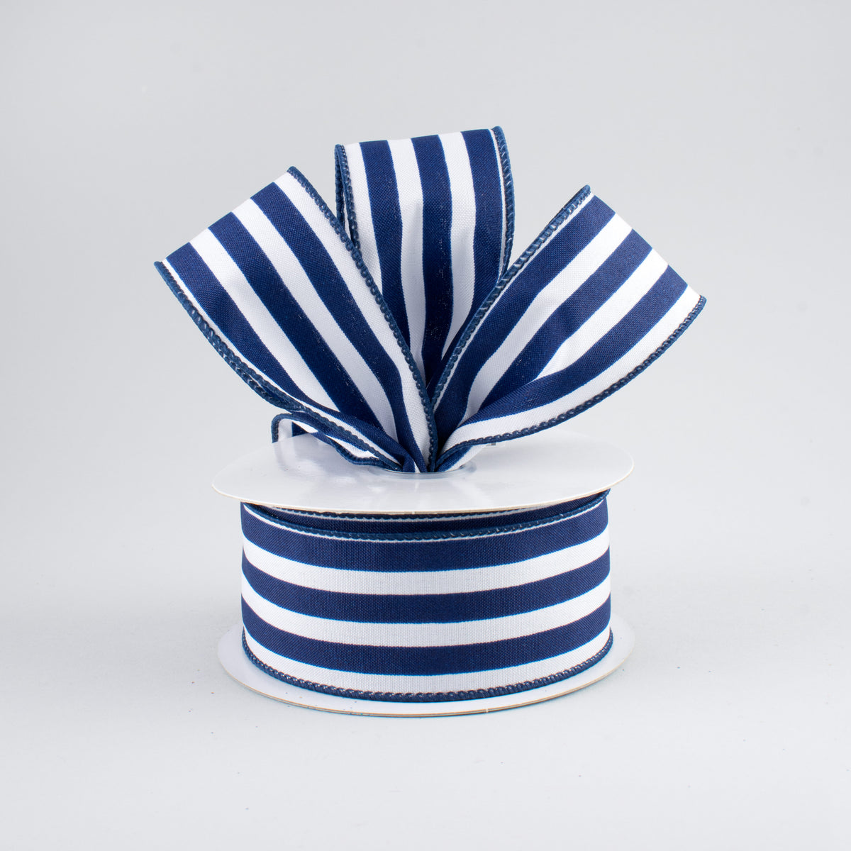 1.5" Vertical Stripe Ribbon: Navy Blue & White (10 Yards) Lifestyle Photo