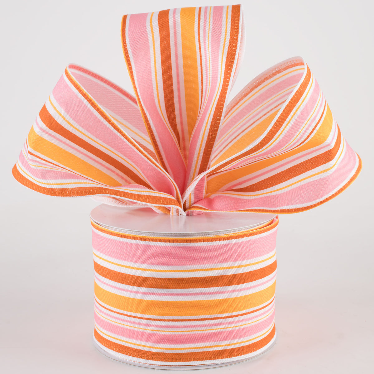 2.5" Vertical Stripes Ribbon: Pink, Orange & Rust (10 Yards) Lifestyle Photo